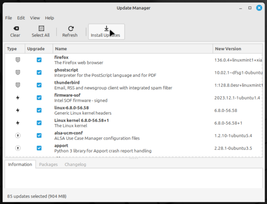 Linux Mint updater